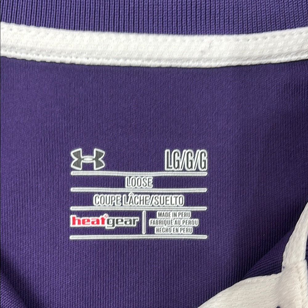 Under Armour Heat Gear Loose Fit Dark Purple and White Polo - Picture 2 of 5